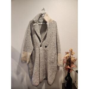 TONET ALPACA‎ WOOL COAT - LIGHT GREY  Italy  Large relaxed fit